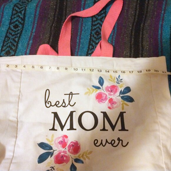 Best Mom Ever Floral Carryall Tote 15x16x5" Sentimental Momcore Cottagecore - Picture 7 of 10